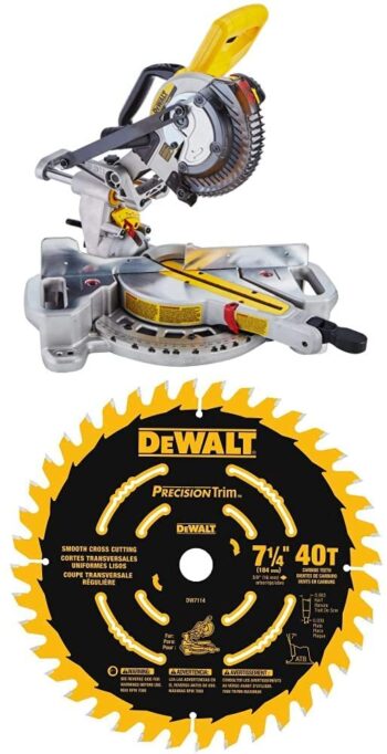 DEWALT DCS361M1 20V Max Cordless Miter Saw with DEWALT DW7114PT DEWALT DW7114PT 40T Precision Trim Miter Saw Blade, 7-1/4"