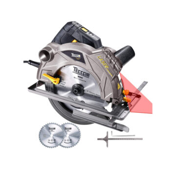 Circular Saw with Laser, TECCPO Corded Saw 12 Amp with 2 Blades(7-1/4") Lightweight Aluminum Guard 5500 RPM, 120V, Max Cutting Depth 2-1/2''(90°), 1-4/5''(45°), Scale Ruler - TACS01P