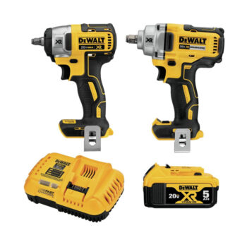 DEWALT 20V MAX* XR Impact Wrench, Cordless Kit, 1/2-Inch Mid-Range and 3/8-Inch Compact, 2-Tool (DCK205P1)